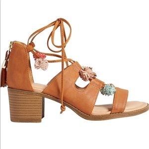 Ember Lace Up Heel with Pompoms